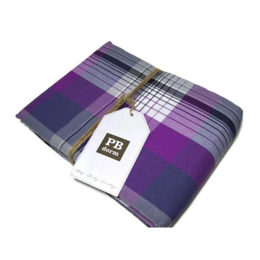 Pottery Barn PRESCOTT PLAID Duvet/Comforter Cover Twin/Twin XL Navy/Purple Nip